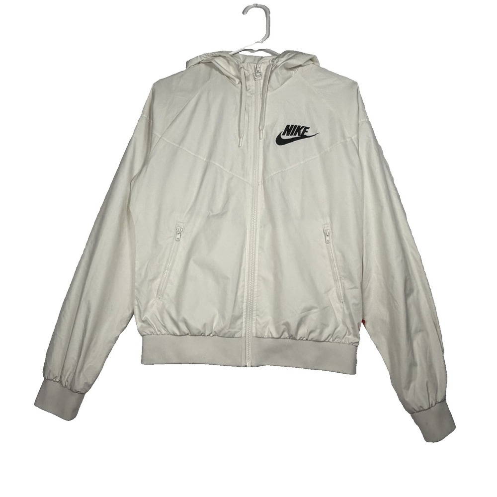 Nike Windrunner Jacket Womens Med Cream White Full Zip Hooded‎ Lightweight